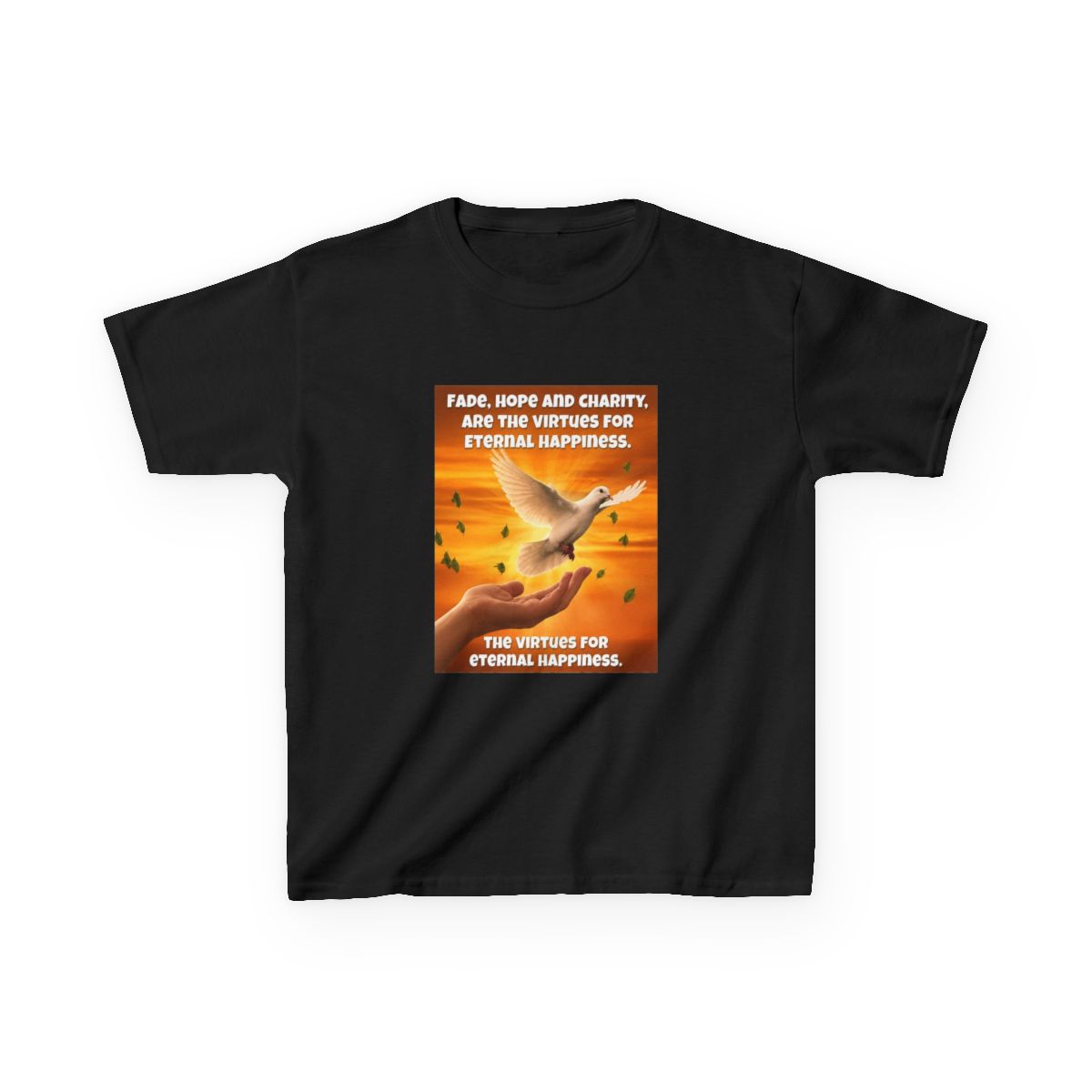Fede, speranza e carita, sono le virtu per l'eterna felicita Kids T-Shirt | Fede Vigevani - alternate angle 5, merchandise