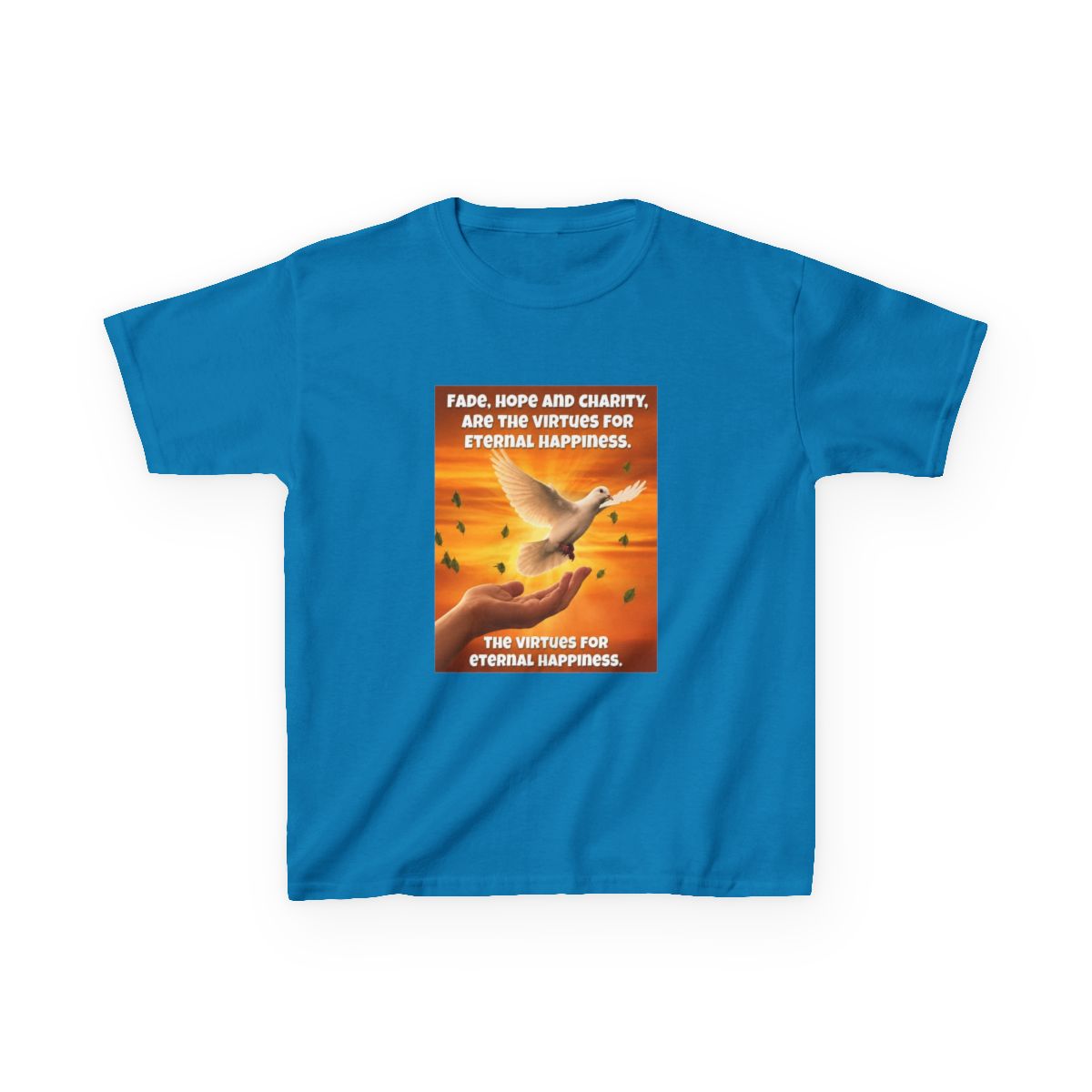 Fede, speranza e carita, sono le virtu per l'eterna felicita Kids T-Shirt | Fede Vigevani - alternate angle 3, merchandise