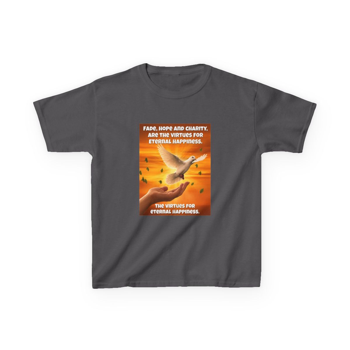 Fede, speranza e carita, sono le virtu per l'eterna felicita Kids T-Shirt | Fede Vigevani - alternate angle 2, merchandise